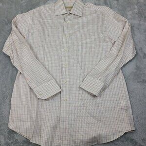 Tommy Bahama Men Size 15 1/2-32/33 Checked Cotton‎ Long Sleeve Dress Shirt